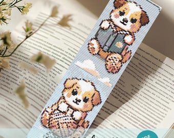 Puppy Dog Bookmark Cross Stitch Pattern Easy Pet Embroidery PDF Pattern