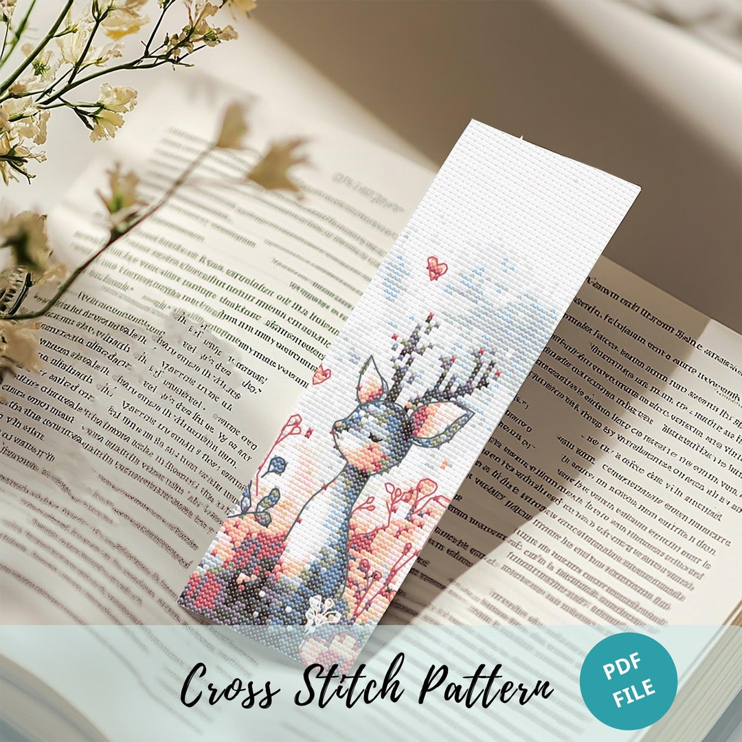 Reindeer Bookmark Cross Stitch Pattern Winter Animal Embroidery PDF ...