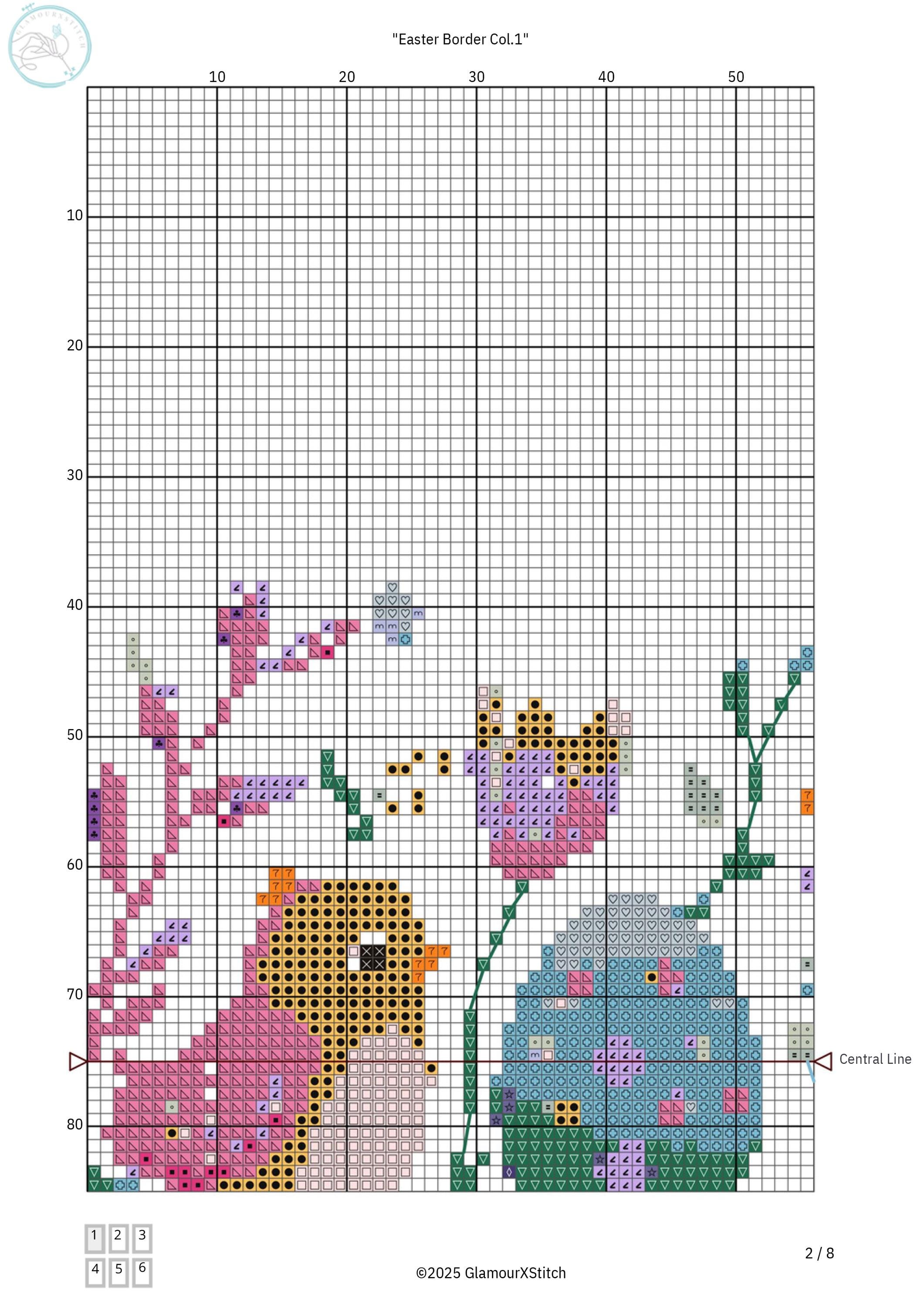 Easter Egg Hunt Border Cross Stitch Pattern Spring Bird Embroidery PDF ...