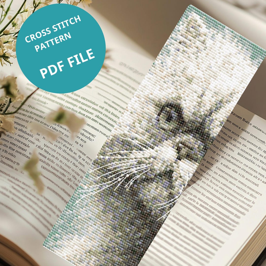 Persian Cat Cross Stitch Bookmark Pattern Grey Cat Embroidery PDF - Etsy