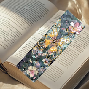 2 Art Nouveau Butterfly Cross Stitch Bookmark Set, Vintage Floral ...