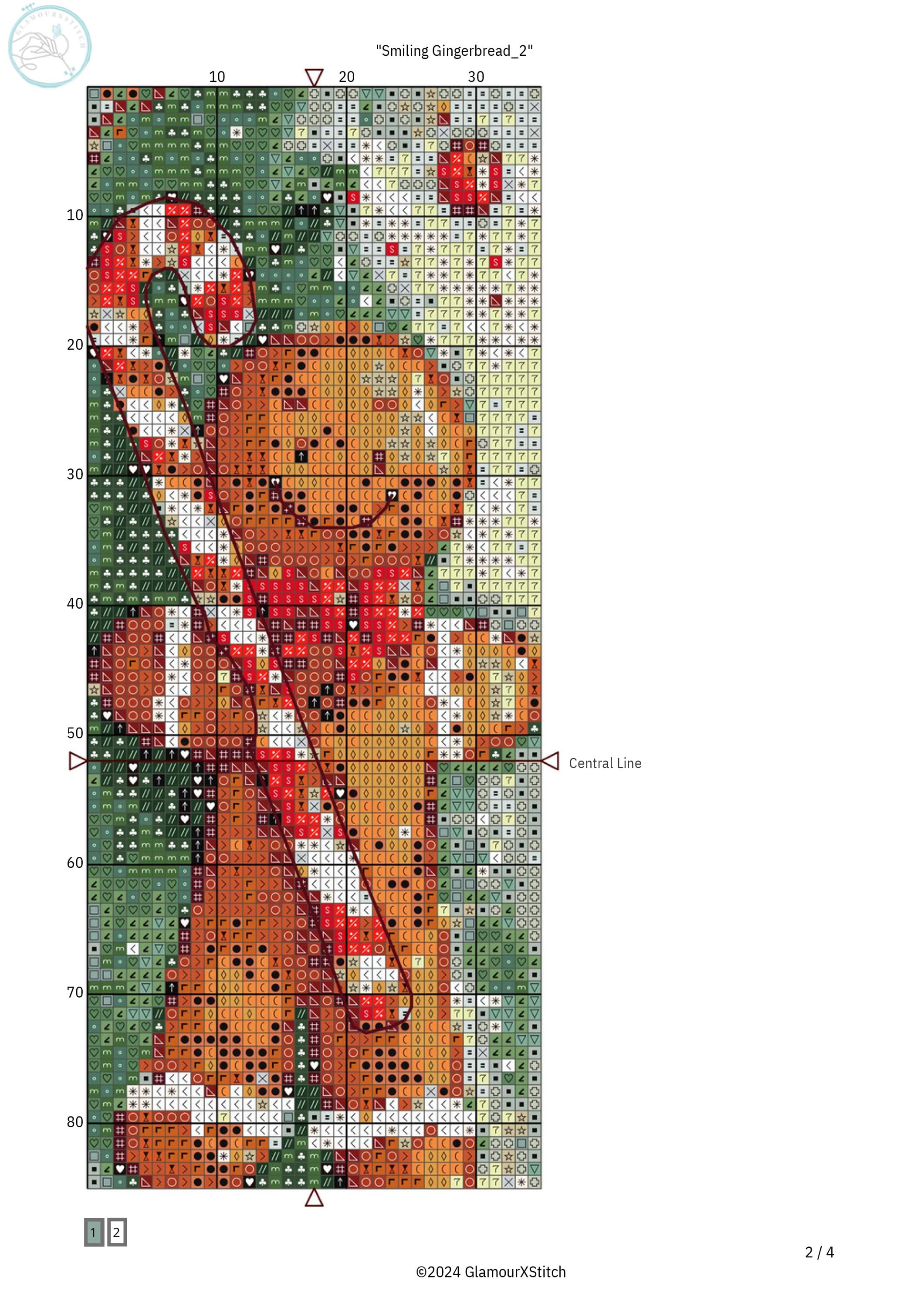 Gingerbread Man Bookmark Cross Stitch Pattern Winter Candy Cane PDF ...
