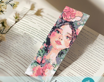 Meisjes bladwijzerideeën Kruissteekontwerpen, boekenliefhebber aanwezig, meisjesborduurpatroon, bloemenbladwijzer, literair cadeau, boekenliefhebber aanwezig, boekenliefhebber