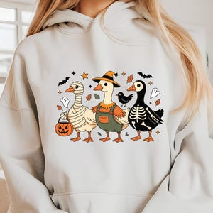 Halloween Geese Clipart PNG | Cute Goose in Costumes | Mummy, Witch & Skeleton Digital Download for Sublimation and Crafts