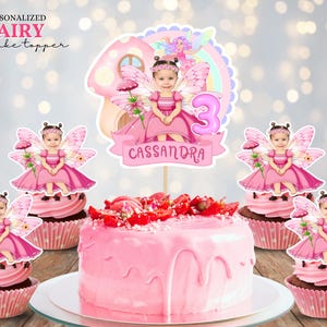 Fairy Cake Topper, Personalized Fairy Cupcake Toppers, Fairy First Party Favors