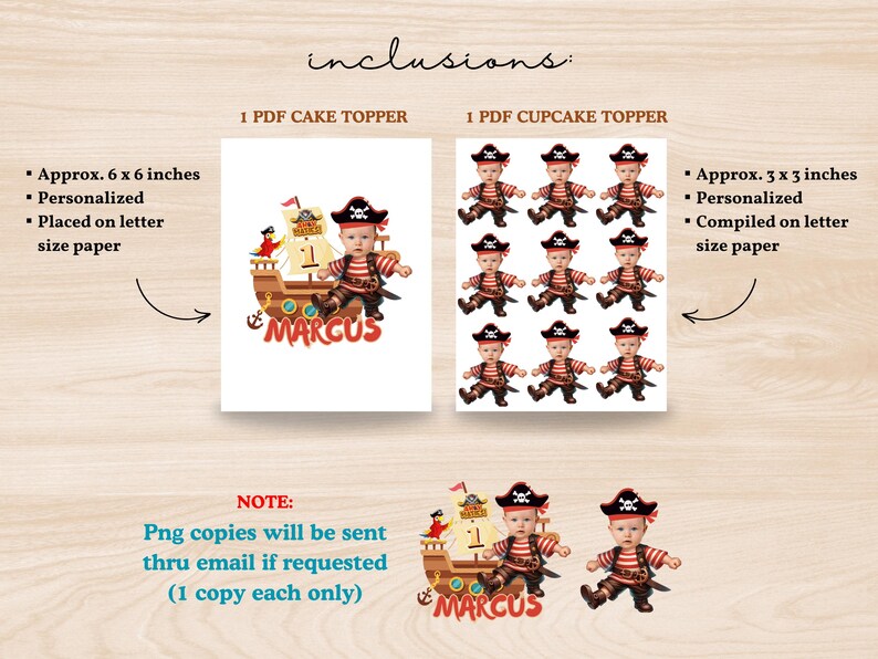 Pirate Cake and Cupcake Topper Bundle Personalized Pirate Face Party ...