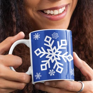 Festive Snowflake Ceramic Mug - Holiday Coffee Cup, Christmas Gift, Winter Decor, Hot Cocoa Mug, Family Gathering, Seasonal Drinkware
