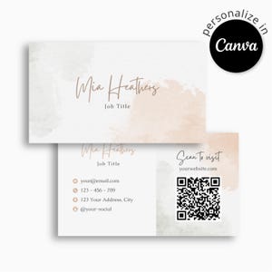 Aanpasbaar canva-visitekaartje, digitale kaart direct downloaden, eenvoudig te personaliseren canva-sjabloon - Sunleaf Designs