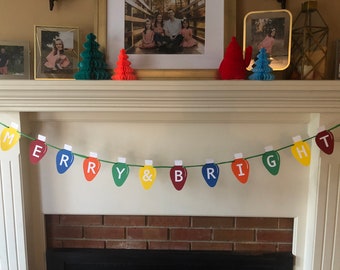 Merry & Bright Christmas Banner- Multicolored