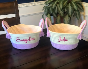 Personalized Purple Rainbow Basket |  Personalized Easter Basket |  Kid Storage