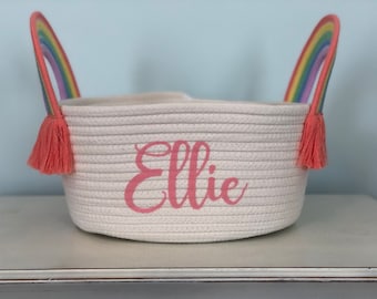 Personalized Rainbow Basket |  Personalized Easter Basket |  Kid Storage
