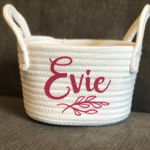 Small Personalized Braided Basket  |  Custom Basket  |  Baby Gift