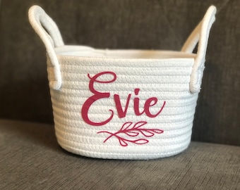 Small Personalized Braided Basket  |  Custom Basket  |  Baby Gift