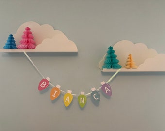 Personalized Christmas Light Banner- Pastel Rainbow