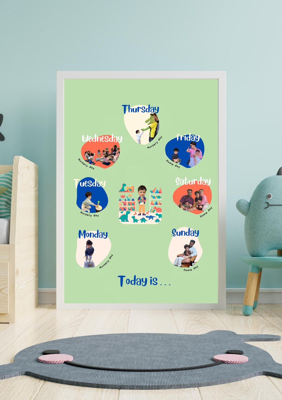 PERSONALISED Days of the Week Visual Schedule Poster Add Your Child's ...