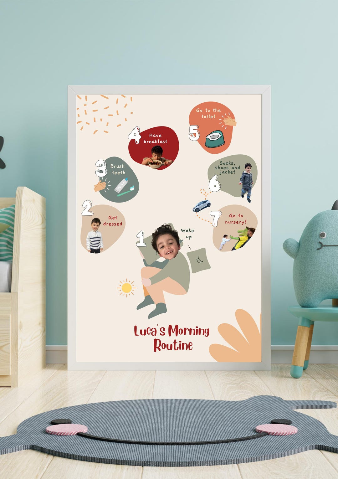 PERSONALISED Visual Morning Routine Poste for Children Add Your Child's ...