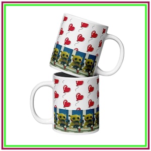 Funny Coffee Mug – Cursed Blushing Pikachu Horror Hearts – 20oz Disturbing Birthday Gift