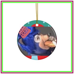 Blue Furry Snack Creature Ornament • Funny Christmas Decor