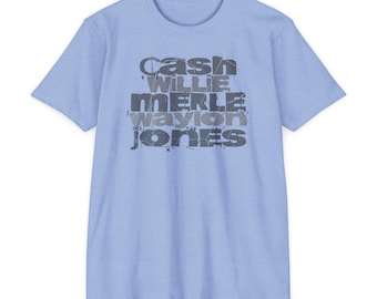 Country Music Legends Graphic Tee: Cash, Willie, Merle, Waylon, Jones