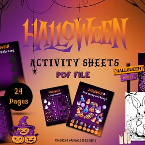 Halloween Activity Sheets for Kids – 24 Printable Worksheets with Math Games, Coloring Pages & Fun Learning Activities