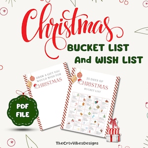 25 Days of Christmas Bucket List & Draw a Gift Activity - Christmas Printable, Holiday Games, Christmas Kids Fun, Family Activity