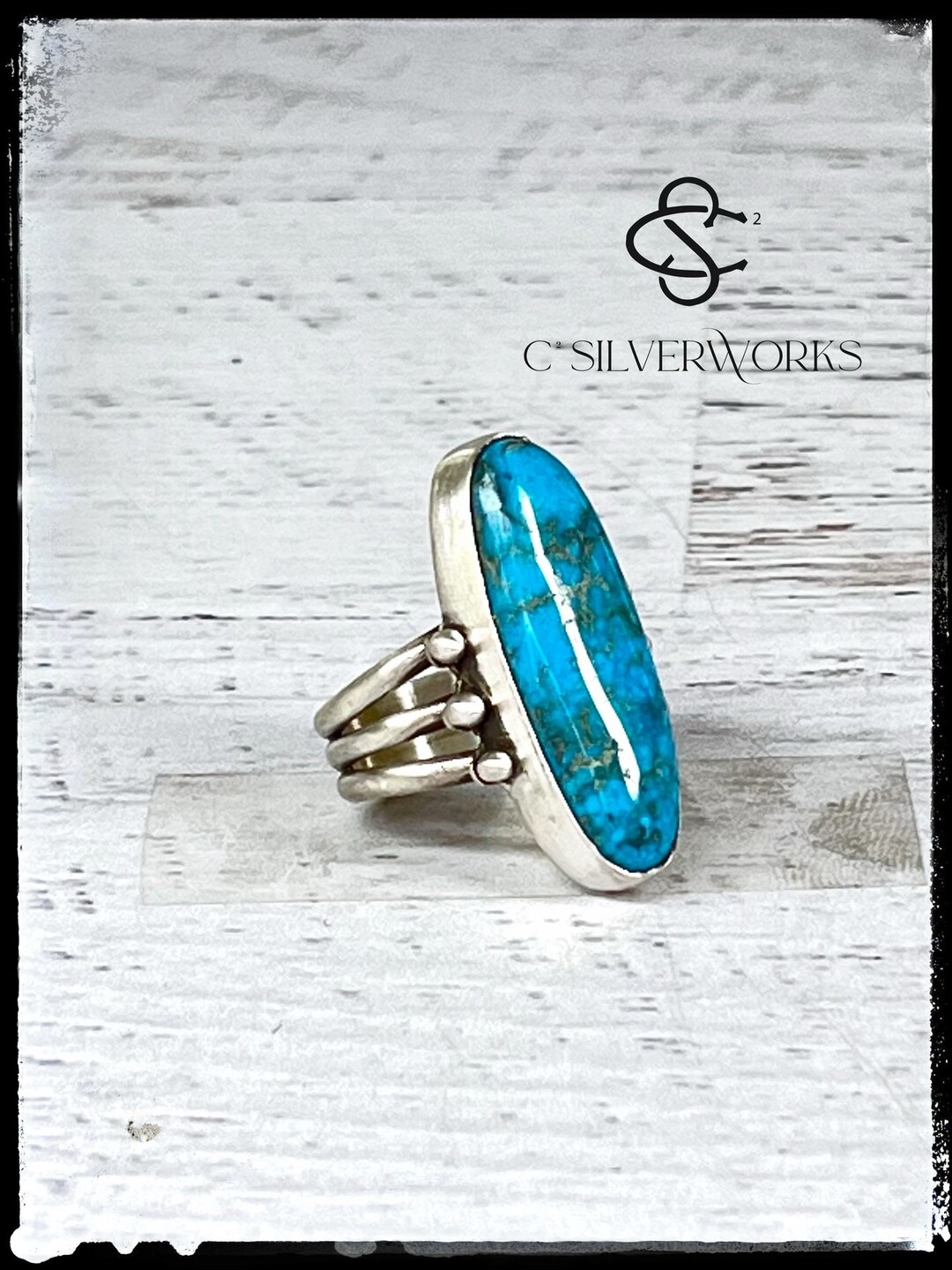 Kingman Turquoise Stone Ring Size 7.25. Handcrafted in New Mexico - Etsy