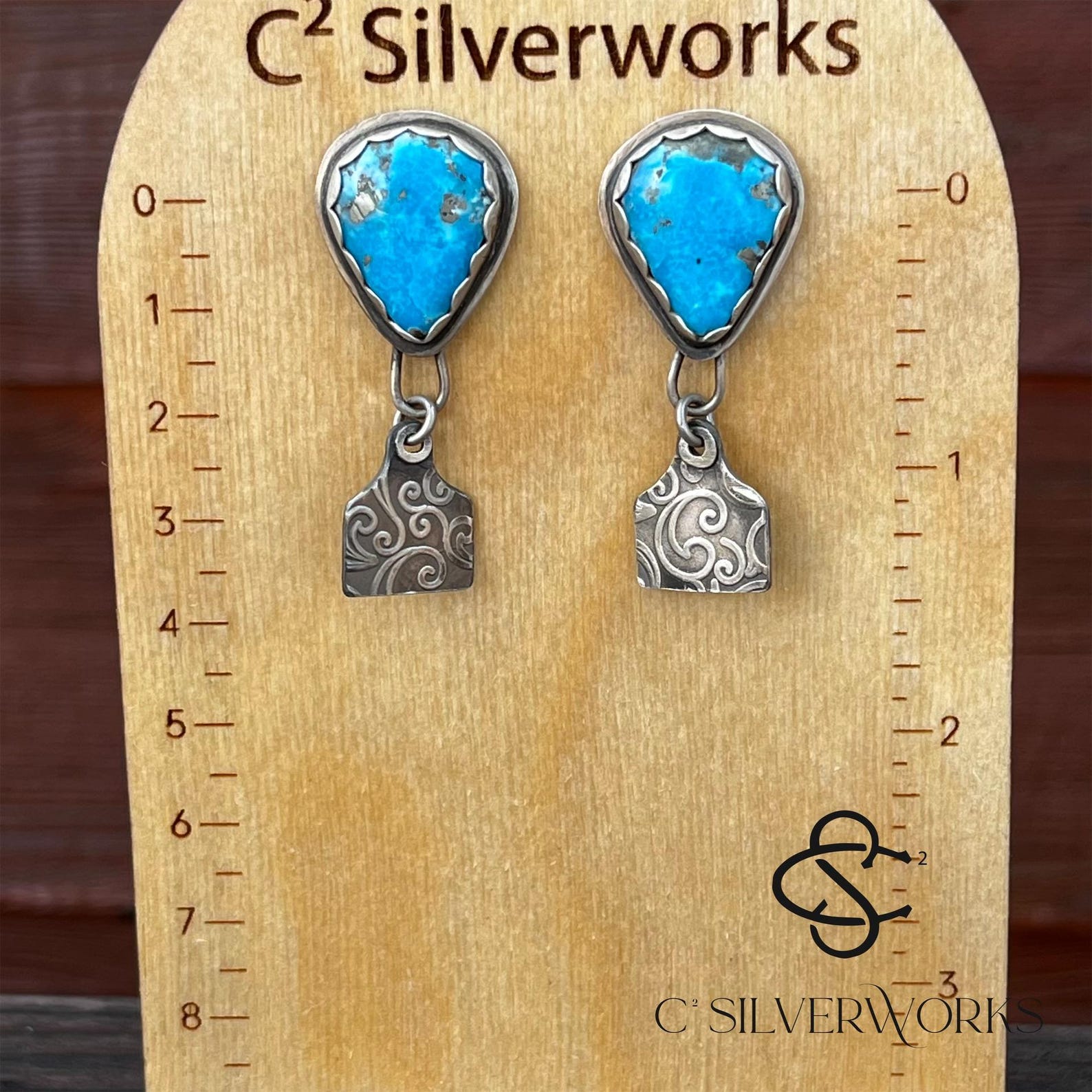 48 - Sterling Silver Dry Creek Turquoise Stud Earrings by Jason Ogg