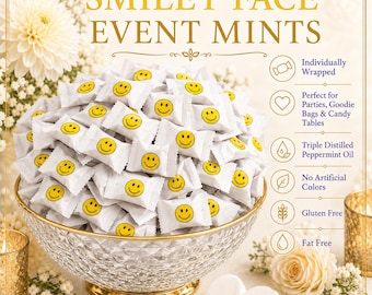 Smiley Face Buttermints | Individually Wrapped Party Favors, Birthday Candy