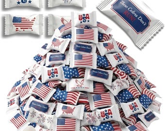 Patriotic Mints Assorted Designs | Individually Wrapped Buttermints for 4th of July & BBQ | Party Favors