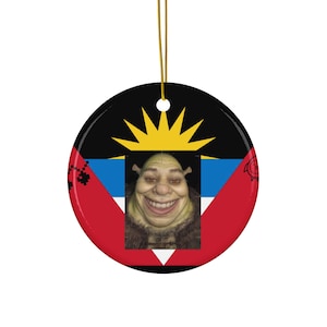 Shrek Antigua Flag Ornament – Cursed Holiday Meme Decor