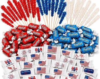 Patriotic Candy Table Kit | Red White & Blue Buffet Set for 4th of July