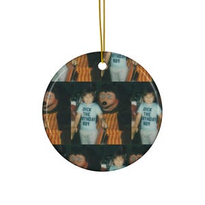 Cursed Birthday Boy Ornament – Retro Mascot Meme Christmas Decoration