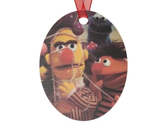 Cartoon Christmas Ornament, Oval Ceramic Holiday Decor