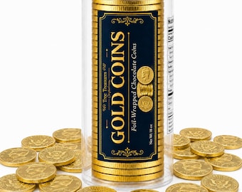 Gold Chocolate Coins, 50 Count, 1.5 Inch Foil Wrapped Candy, Pirate Party Favors, Treasure Hunt Candy