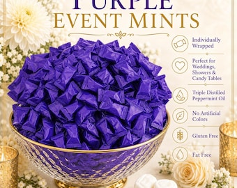 Purple Buttermints, Individually Wrapped, Wedding Candy Bulk, Candy Buffet Favors