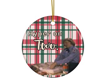 Hyper on Two Home Alone Cop Plaid Ceramic Christmas Ornament