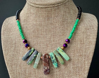 Picasso Jasper Statement Necklace w/Purple Accents