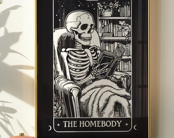 Tarot Card Homebody Digital Wall Art Print | Mystical Boho Skeleton Wall Decor