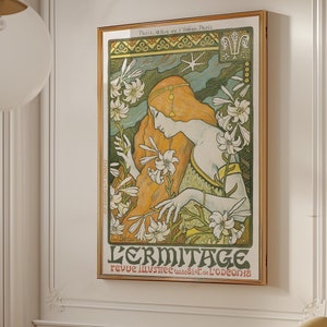 Art Nouveau French Floral Poster: Vintage L&#39;Ermitage Print (Digital Download)