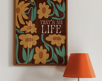 Retro Daisy Art Print: Mustard Yellow Floral Decor (Digital Download)