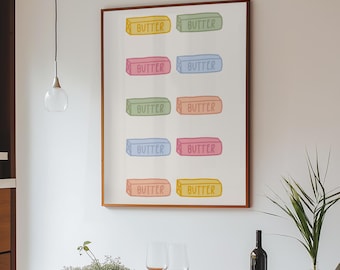 Colorful Butter Kitchen Print: Fun Vintage Wall Art - Digital Download