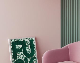Geometric Swear Word Art Print: Green Typography Poster - Digital Download