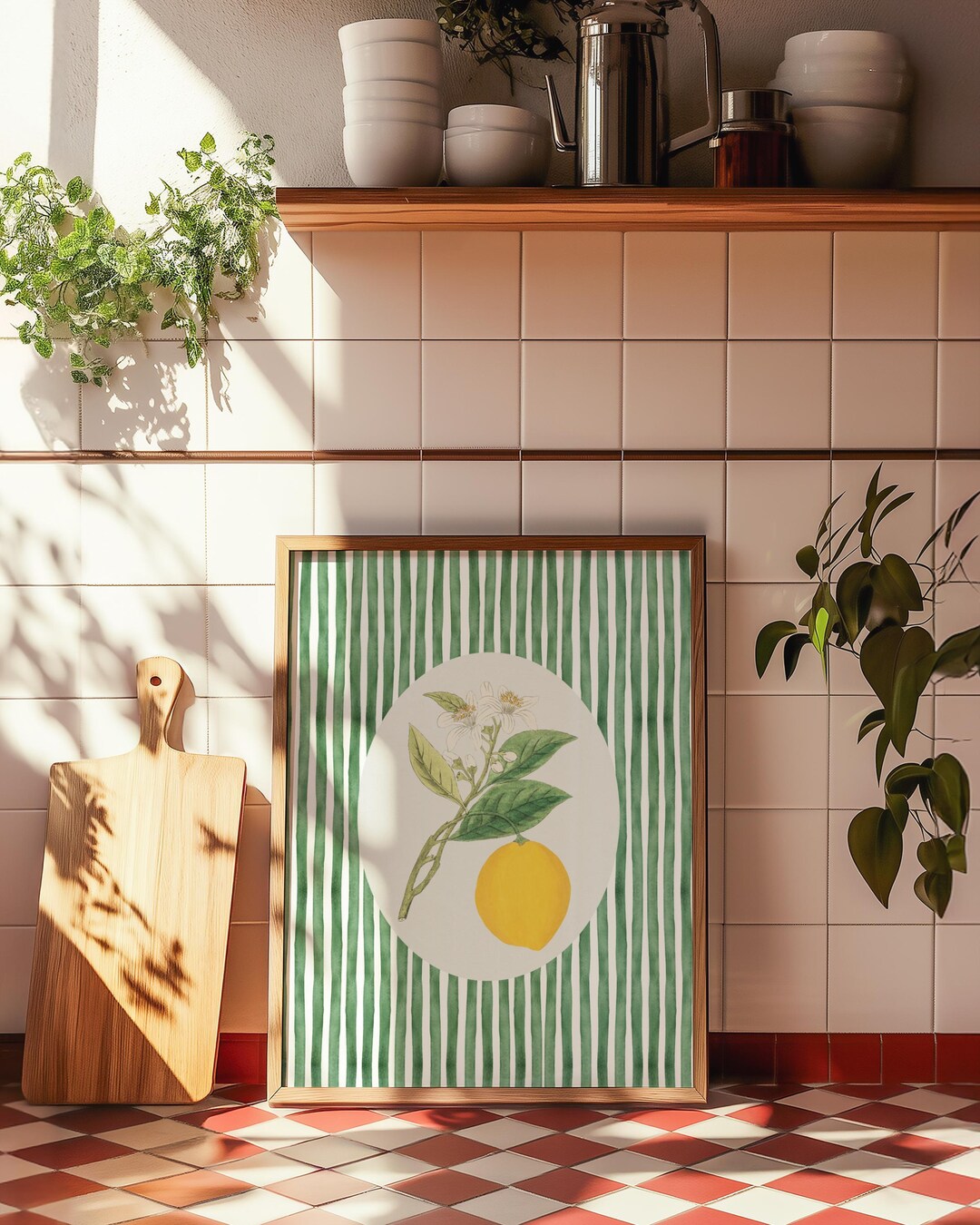 Lemon Kitchen Art Print: Grandmillennial Cottagecore Poster - Digital ...