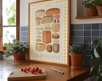 Vintage Cheese Art Print: Kitchen Cottagecore Decor (Digital Download)