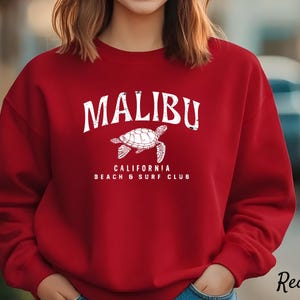 Malibu Surf Club Sweatshirt / Retro Sea Turtle Crewneck