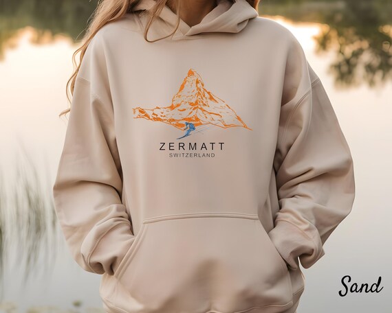 Matterhorn Line Art Hoodie: Zermatt Switzerland Mountainscape - Etsy