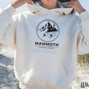 Sudadera con capucha Mammoth Mountain, ropa de esquí de California, sudadera con capucha minimalista con gráfico, regalo único para estación de esquí, Voxnatura