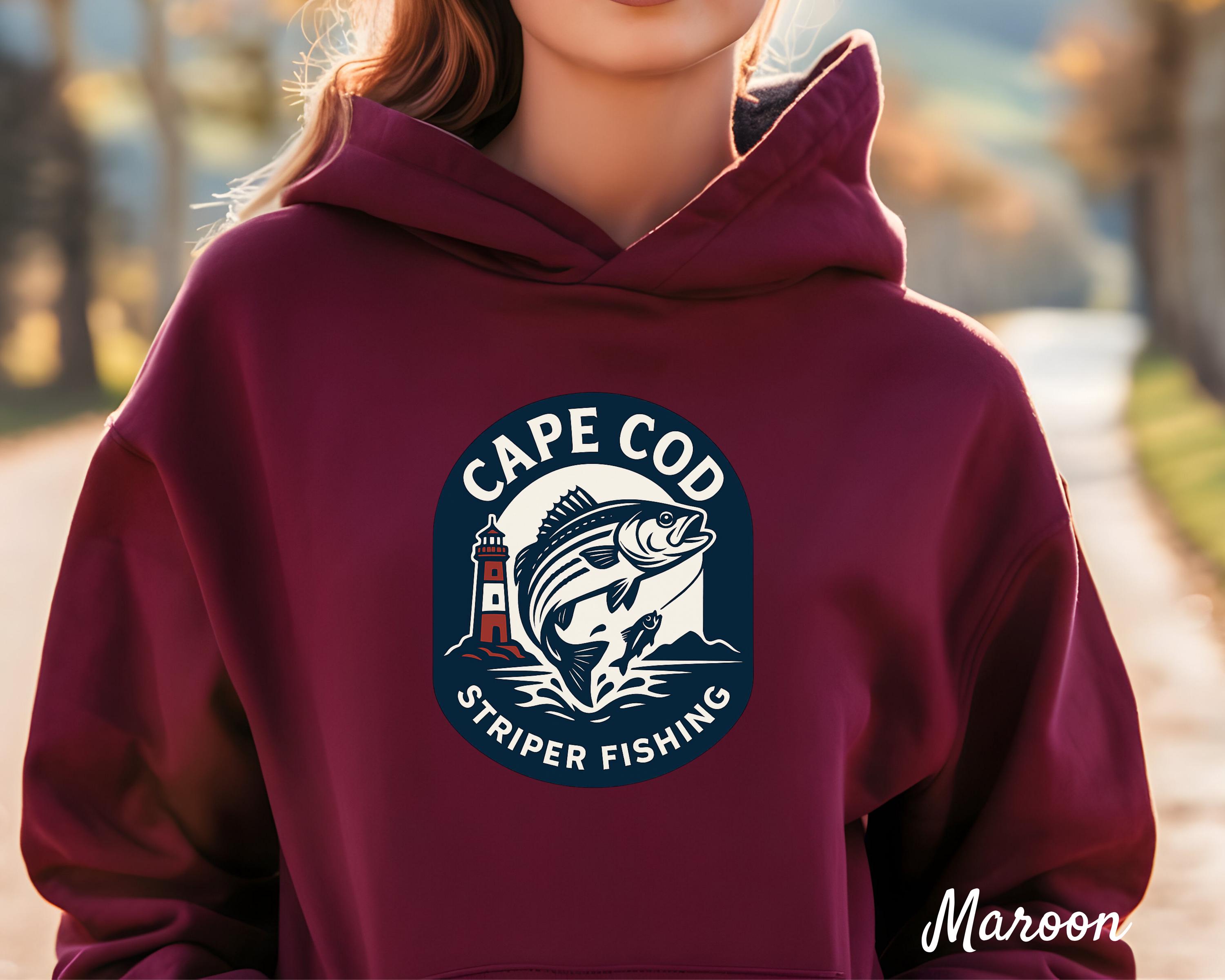 Cape Cod Striper Fishing Hoodie | Striped Bass Lighthouse Pullover