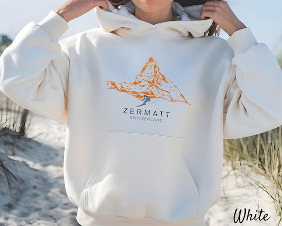 Matterhorn Line Art Hoodie: Zermatt Switzerland Mountainscape - Etsy