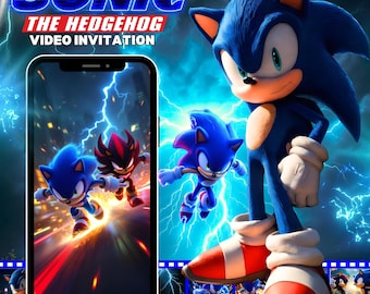 Sonic Birthday Video Invitation: Animated Hedgehog Party Invite (Digital Download MP4)